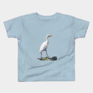 Cattle Egret on a walk Kids T-Shirt